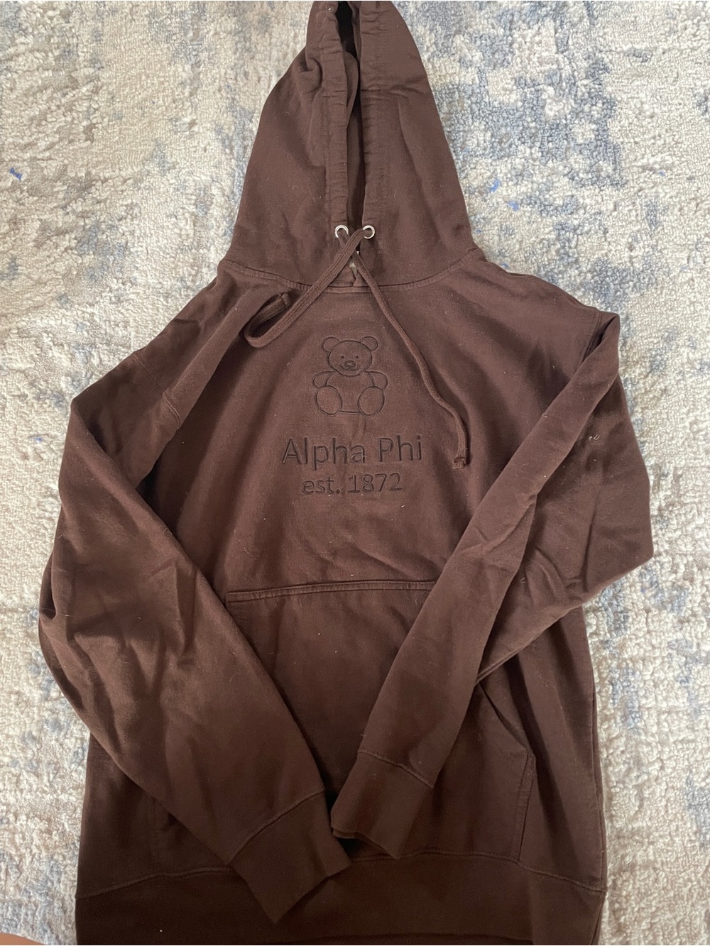 Brown Hooded Sweatshirt Alpha Phi with Teddy Logo